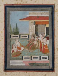 Prinz und Prinzessin hören Musikern zu, ca. 1840